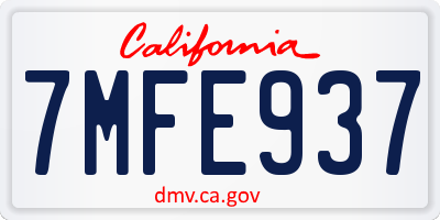 CA license plate 7MFE937