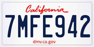 CA license plate 7MFE942