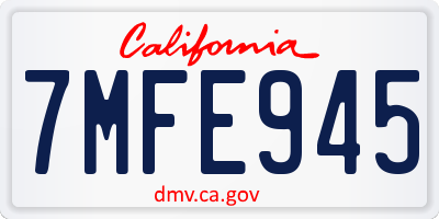 CA license plate 7MFE945