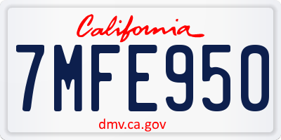 CA license plate 7MFE950