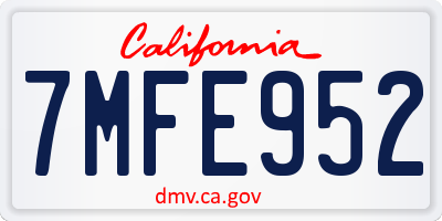 CA license plate 7MFE952