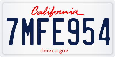 CA license plate 7MFE954