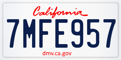 CA license plate 7MFE957