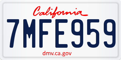 CA license plate 7MFE959