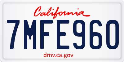 CA license plate 7MFE960