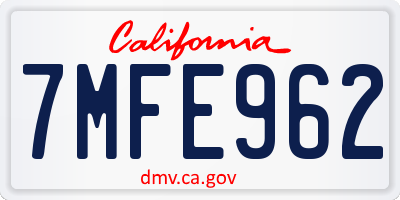 CA license plate 7MFE962
