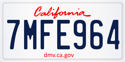 CA license plate 7MFE964
