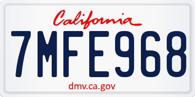 CA license plate 7MFE968