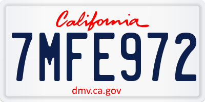 CA license plate 7MFE972