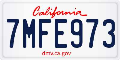 CA license plate 7MFE973