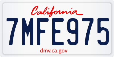 CA license plate 7MFE975