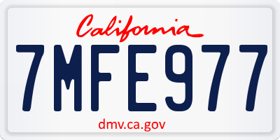 CA license plate 7MFE977