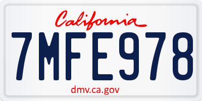 CA license plate 7MFE978