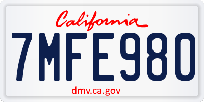 CA license plate 7MFE980