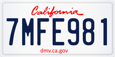 CA license plate 7MFE981