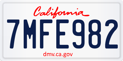 CA license plate 7MFE982