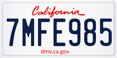 CA license plate 7MFE985