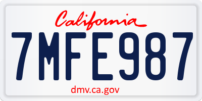 CA license plate 7MFE987
