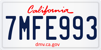 CA license plate 7MFE993