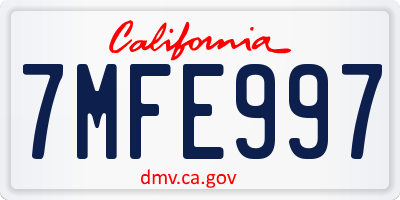 CA license plate 7MFE997