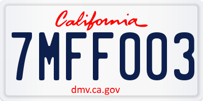 CA license plate 7MFF003