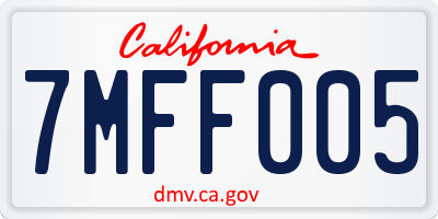 CA license plate 7MFF005