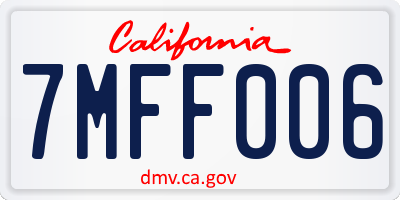 CA license plate 7MFF006