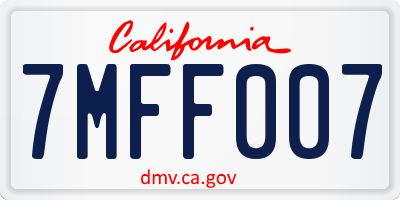 CA license plate 7MFF007
