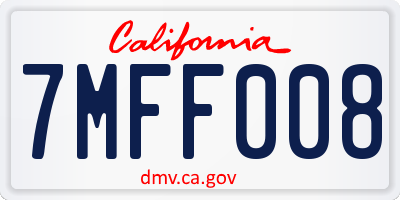 CA license plate 7MFF008