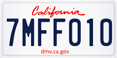 CA license plate 7MFF010
