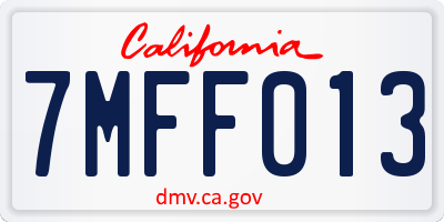 CA license plate 7MFF013