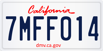CA license plate 7MFF014