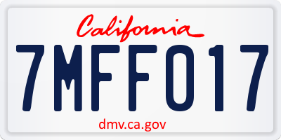 CA license plate 7MFF017