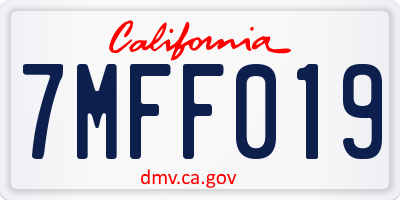 CA license plate 7MFF019