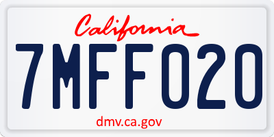 CA license plate 7MFF020