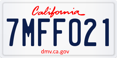 CA license plate 7MFF021