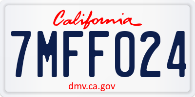 CA license plate 7MFF024