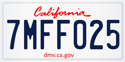 CA license plate 7MFF025