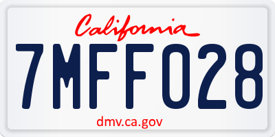 CA license plate 7MFF028