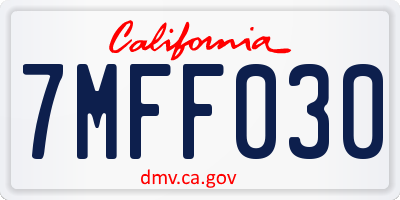 CA license plate 7MFF030