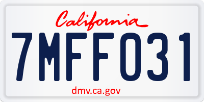 CA license plate 7MFF031