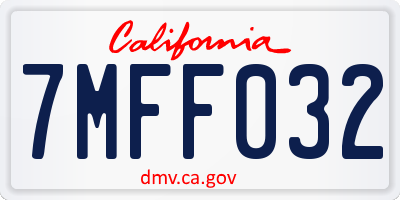 CA license plate 7MFF032