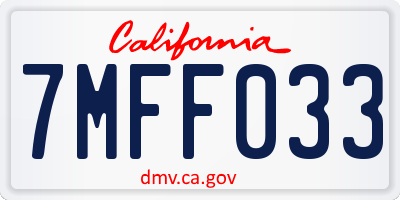 CA license plate 7MFF033