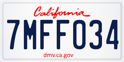 CA license plate 7MFF034
