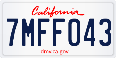 CA license plate 7MFF043