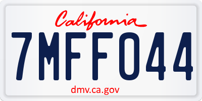 CA license plate 7MFF044