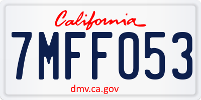 CA license plate 7MFF053