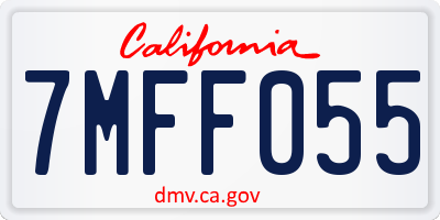 CA license plate 7MFF055