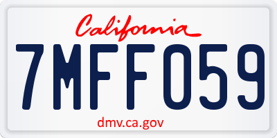 CA license plate 7MFF059