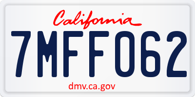 CA license plate 7MFF062
